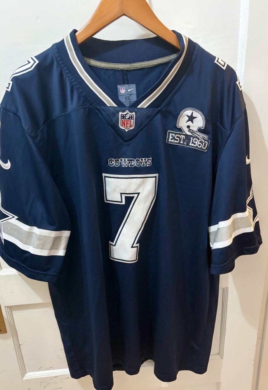 ZZ13 Nike Dallas Cowboys Diggs #7 NFL Jersey Navy White Silver Sz XL 60th Anniv